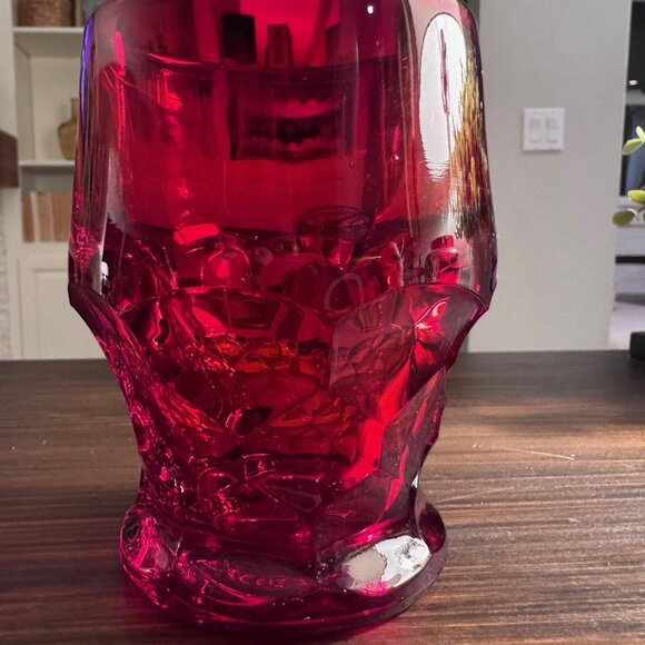Vintage Viking Glass Ruby Red Honeycomb Georgian Tumbler - Picture 3 of 6